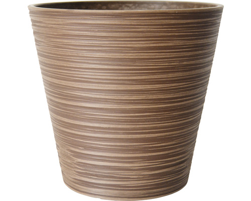 Pot pour plantes à rainures Lafiora pierre artificielle Ø 40 cm H 38 cm marron