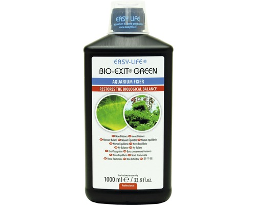Produit de rééquilibrage EASY LIFE Bio-Exit Green 1000 ml Easy Life Bio-Exit Green Aquarium Fixer, bouteille de 1000 ml pour restaurer l''équilibre biologique dans l''aquarium d''eau douce