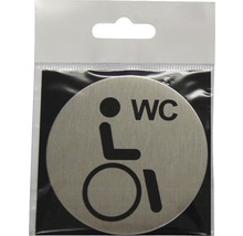 Panneau de toilettes en acier inoxydable avec symbole de fauteuil roulant