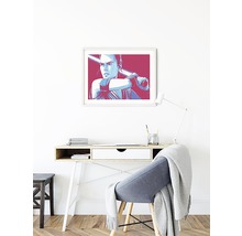 Illustration von Rey mit Lichtschwert über einem Schreibtisch