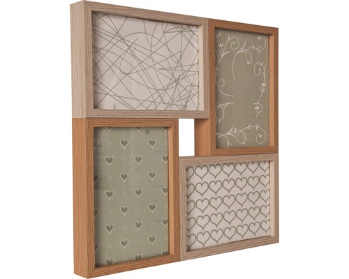 Mehrfachbilderrahmen für vier Fotos mit Holzrahmen