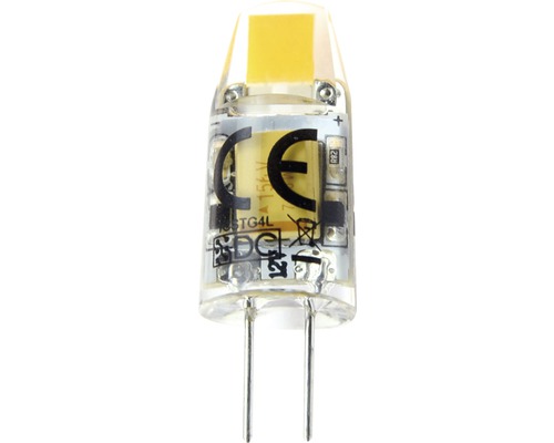 Ampoule à broche LED COB Chip à intensité lumineuse variable G4/1W 90 lm 2700 K blanc chaud lot de 1 transparent/argent