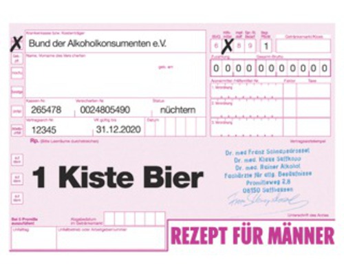 Carte postale 1 Kiste Bier Rezept für Männer 14,8x10,5 cm