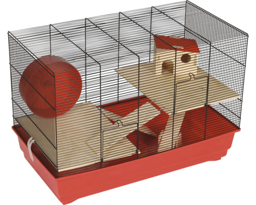 Cage pour hamster avec roue, maison et plateformes