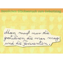 Herzlichen Glückwunsch zum Geburtstag Karte mit handgeschriebenem Text
