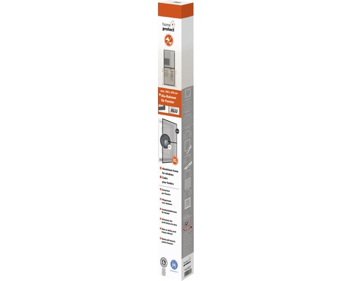 Verpackung eines Home Protect Insektenschutz-Fensters mit Aluminiumrahmen in XL-Größe