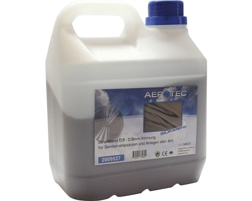 Sandstrahlmittel Aerotec 1,5 L, Korn 0,5 - 0,8 mm Strahlmittel im Kanister, Körnung 0,5 bis 0,8 mm, geeignet für Sandstrahlpistolen und Anlagen