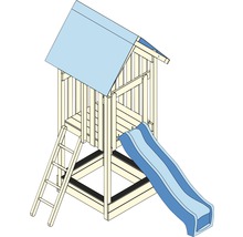 Tour de jeux en bois avec toboggan et échelle