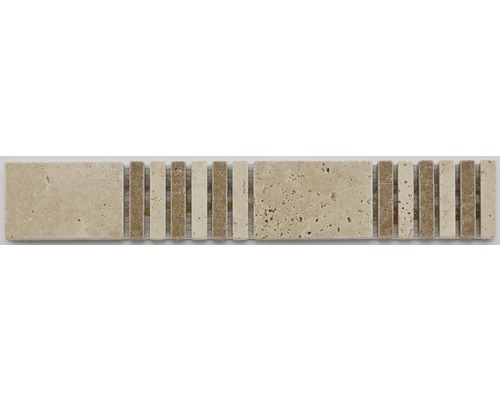 Bordure en pierre naturelle travertin blanc 30,5x4,8 cm