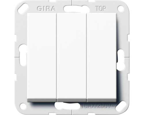 Gira 0283203 Wippschalter Einsatz 3-fach mit Wippen Universal-Aus-Wechselschalter Standard 55 reinweiß/glänzend