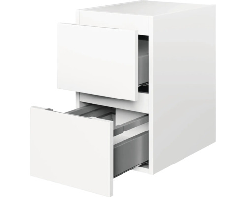 Meuble bas de salle de bains blanc avec deux tiroirs