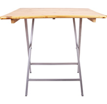 Table haute 120 x 80 x 110 cm avec plateau en bois d’épicéa et cadre en métal-thumb-3