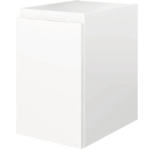 Meuble bas de salle de bains blanc avec une porte