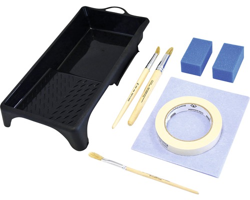 Kit de rouleau à peinture avec bac à peinture, pinceaux, éponges et ruban de masquage