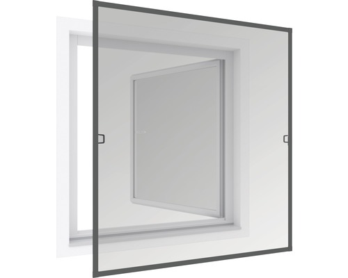 Cadre de serrage de moustiquaire pour fenêtre PLUS FLAT anthracite 100x120 cm Moustiquaire devant une fenêtre ouverte