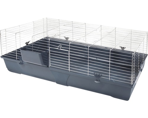 Cage pour petits animaux avec couvercle à barreaux et râtelier à foin