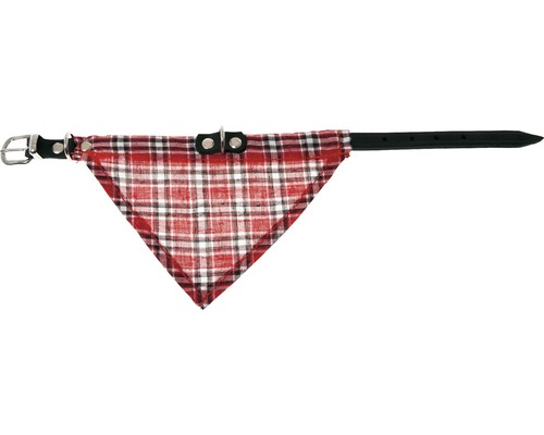 Collier Karlie Rondo avec foulard Taille XS 27 cm 10 mm noir Collier pour chien avec motif à carreaux rouges et foulard