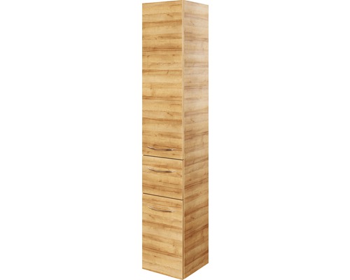 Armoire haute pelipal Xpressline 4035 largeur 30 cm chêne Riviera avec poignée Armoire haute avec décor bois et deux tiroirs