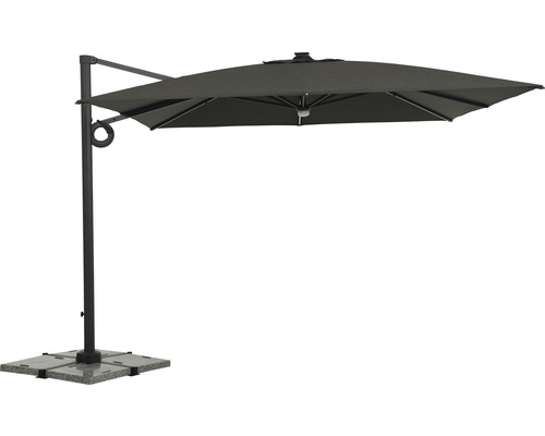 Parasol déporté Soluna Jupiter 300 x 300 cm alu y compris éclairage LED et panneau solaire