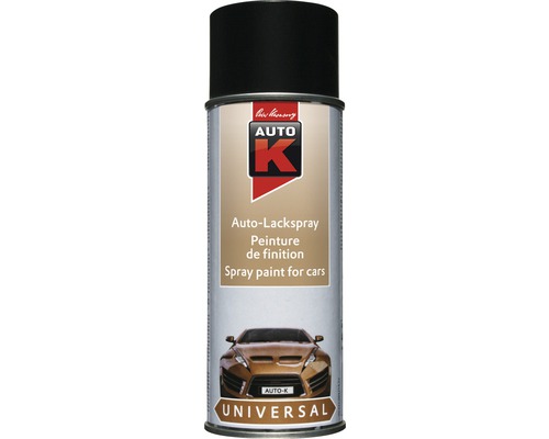 Laque aérosol universelle Auto-K noir brillant satiné 400 ml Peinture en aérosol Auto K pour voitures