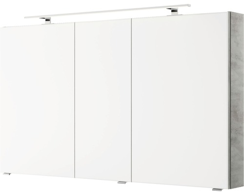 Armoire de salle de bain avec trois portes et éclairage