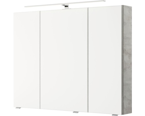 Armoire de toilette avec éclairage et trois portes pour la salle de bain