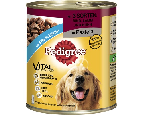 Pâtée pour chien Pedigree Adult 3 x viandes 800 g