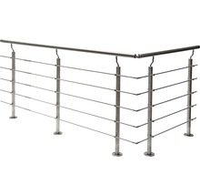 Edelstahlgeländer mit horizontalen Drahtseilen