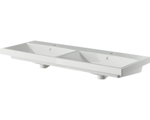 Lavabo double Pelipal Xpressline 4035 120,0 x 45,0 cm blanc brillant 4900.991239 Vasque à deux bacs en céramique sanitaire