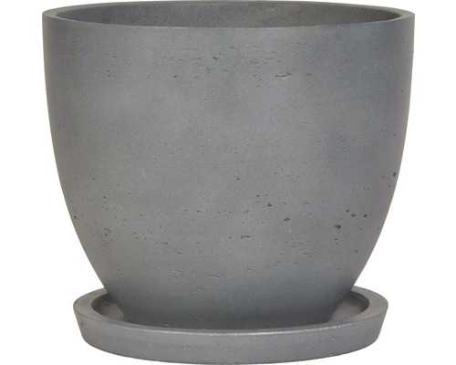 Pot de fleurs gris avec soucoupe