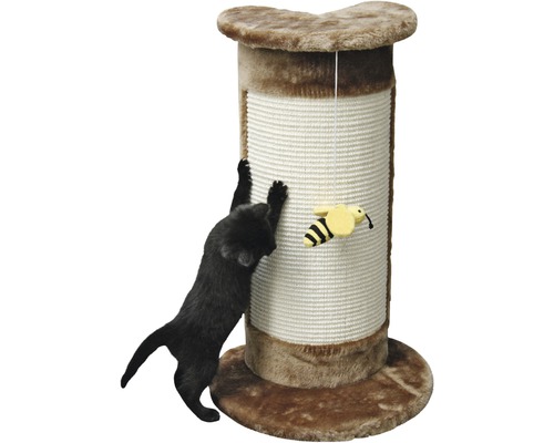 Griffoir d’angle Corner avec abeille accrochée 56x31x58 cm marron Chat grattant un arbre à chat avec jouet