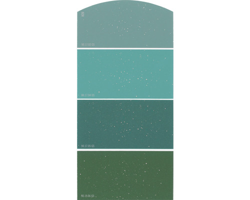 Farbmusterkarte mit verschiedenen Grüntönen