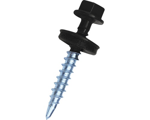 Vis PRECIT 4,8 mm x 35 mm noir foncé RAL 9005 paquet = 250 pièces Une vis à tête hexagonale avec rondelle d''étanchéité