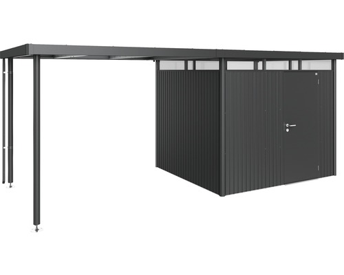 Abri de jardin métallique avec auvent et porte