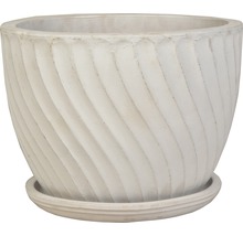 Pot de fleurs en céramique avec motif en spirale et soucoupe