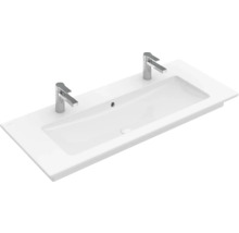 Aufsatzwaschtisch aus Sanitärkeramik mit zwei Armaturen