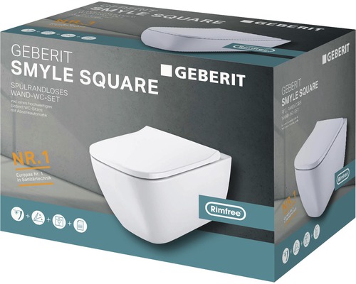 Geberit Smyle Square spülrandloses Wand-WC-Set im Karton
