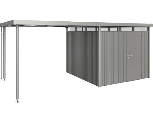 Metall Gerätehaus mit Carport und Tür