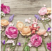 Arrangement floral sur fond en bois