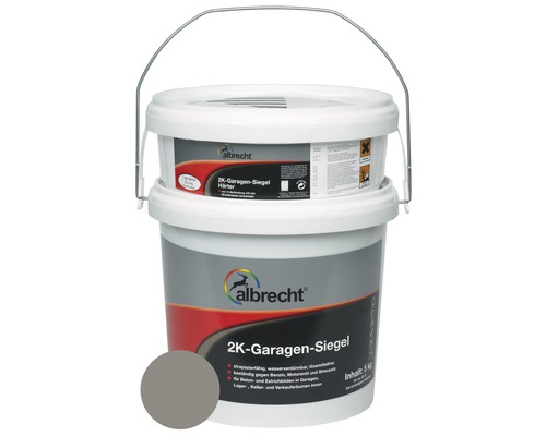 Couche d'étanchéité pour garage à 2 composants Albrecht RAL 7030 gris pierre 5 kg