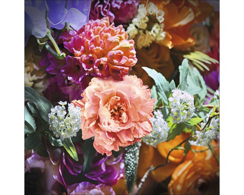 Tableau en verre Mélange de fleurs I 50x50 cm
