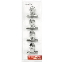 Dekomagnetclip Graffa 4er-Set verchromt