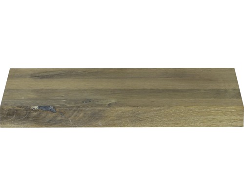 Waschtischplatte für Gästebad Top 40x25 cm Baumkante Schwartenbrett Seite Eiche massiv matt ohne Ausschnitt-0