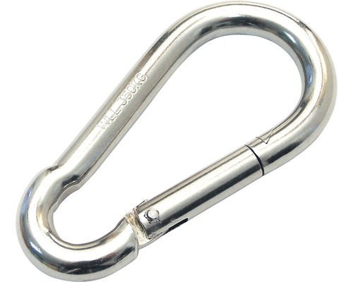 Crochets carabiniers anti-incendie 80x8 A4 acier inoxydable, 1 unité Mousqueton d''une capacité de charge de 350 kilogrammes