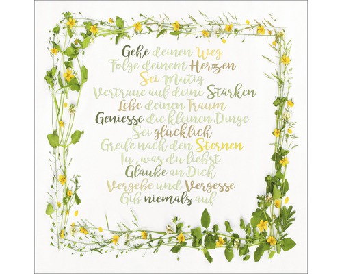 Image de motivation avec cadre floral et lettrage allemand