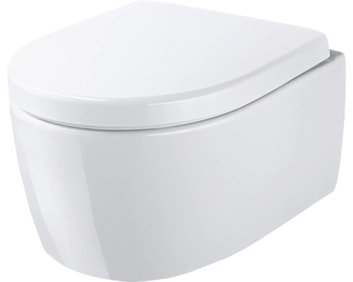 WC suspendu GEBERIT iCon cuvette à fond creux sans bride court à économie d'eau blanc brillant avec abattant CG06055000