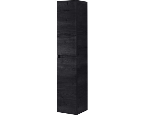 Schwarzer Bad-Hochschrank mit zwei Türen