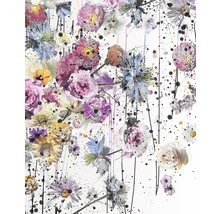 Blumenmuster mit Farbklecksen