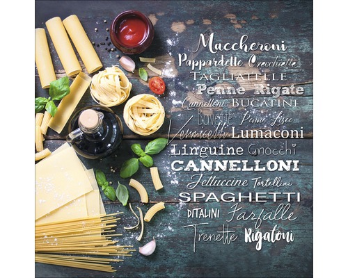Tableau en verre Création de cuisine II 50x50 cm