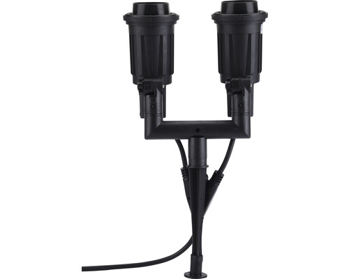 Spot extérieur 2 ampoules avec piquet de terre câble d'alimentation 1,5 m noir Deux projecteurs de jardin avec piquet pour l''extérieur